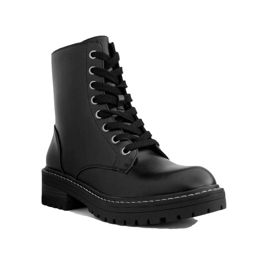 Sugar Womens 7 M Black Lace Up Mid Calf Combat Boots NIB MG5